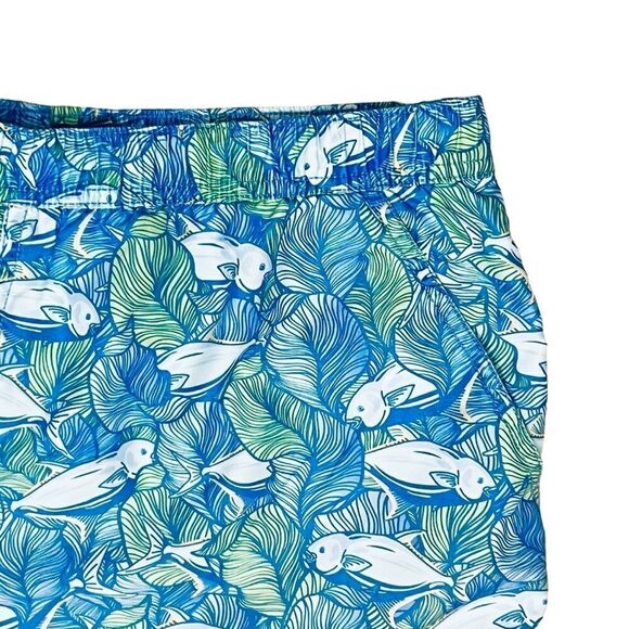 Vineyard Vines Blue Fish Print Swim Board Trunk Shorts Mens Sz L - Picture 3 of 10